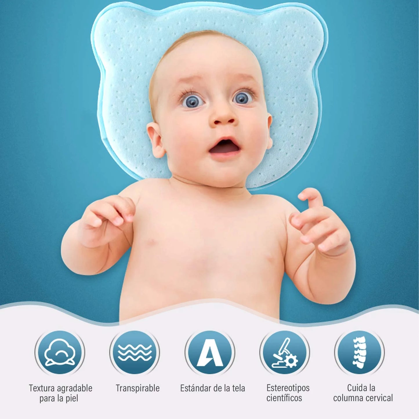 Almohada Prevención Cabeza Plana Ortopédica